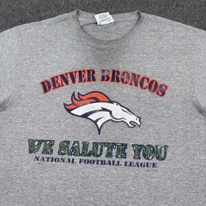 Vintage Lee Denver Broncos T-Shirt Mens Large Gray We Salute You Military NFL